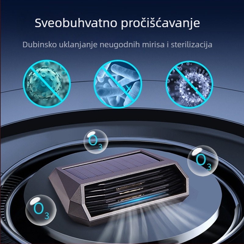 Solarni automobilni čistač zraka s ozonom i negativnim ionima – uklanja mirise, dezinficira i uklanja formaldehid