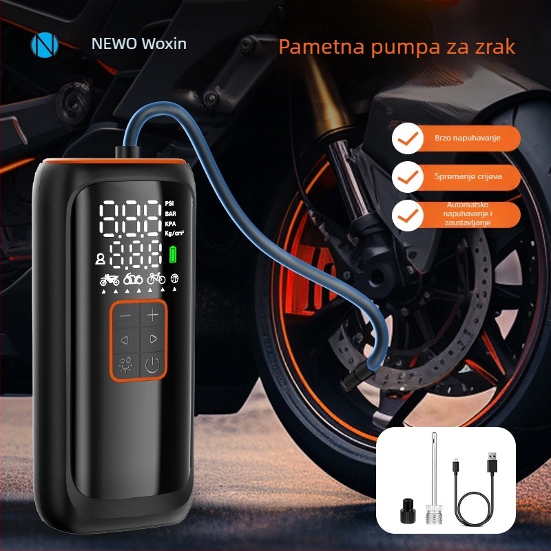 Woxin inteligentna automobilska pumpa za zrak, višenamjenska prijenosna pumpa za gume, bežična, s USB napajanjem i digitalnim zaslonom