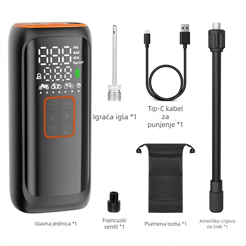 Woxin inteligentna automobilska pumpa za zrak, višenamjenska prijenosna pumpa za gume, bežična, s USB napajanjem i digitalnim zaslonom