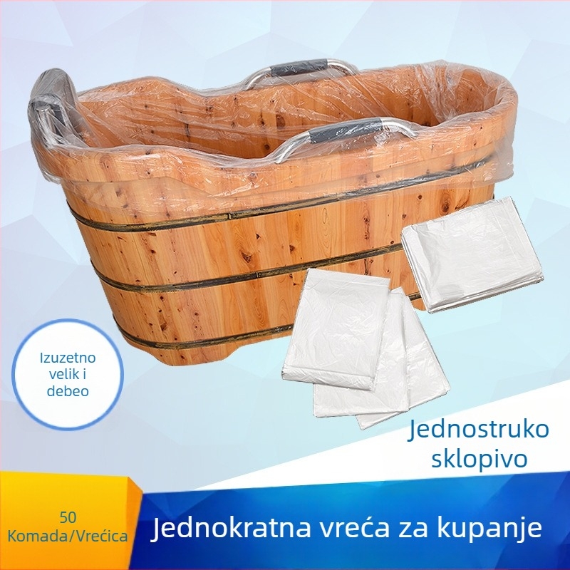 Jednokratna vrećica za kupanje s debelim PE filmom, sklopiva, dizajn od jednog lista, za odrasle — kod kuće, u hotelu i spa centru