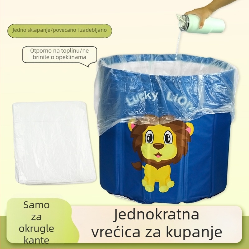 Debela jednokratna vrećica za kupanje za kružnu kadu, sklopiva plastična poklopac, dodatno debela