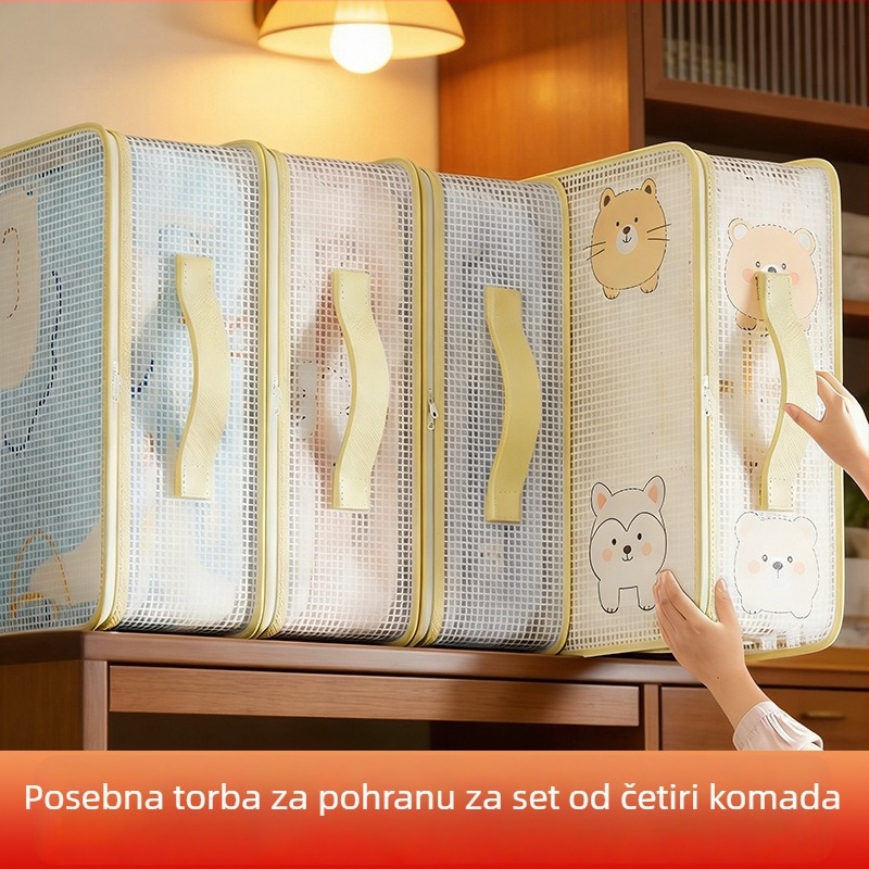 Set od četiri mrežaste vrećice za pohranu posteljine, plahti i odjeće; vodootporne, otporne na vlagu i plijesan.