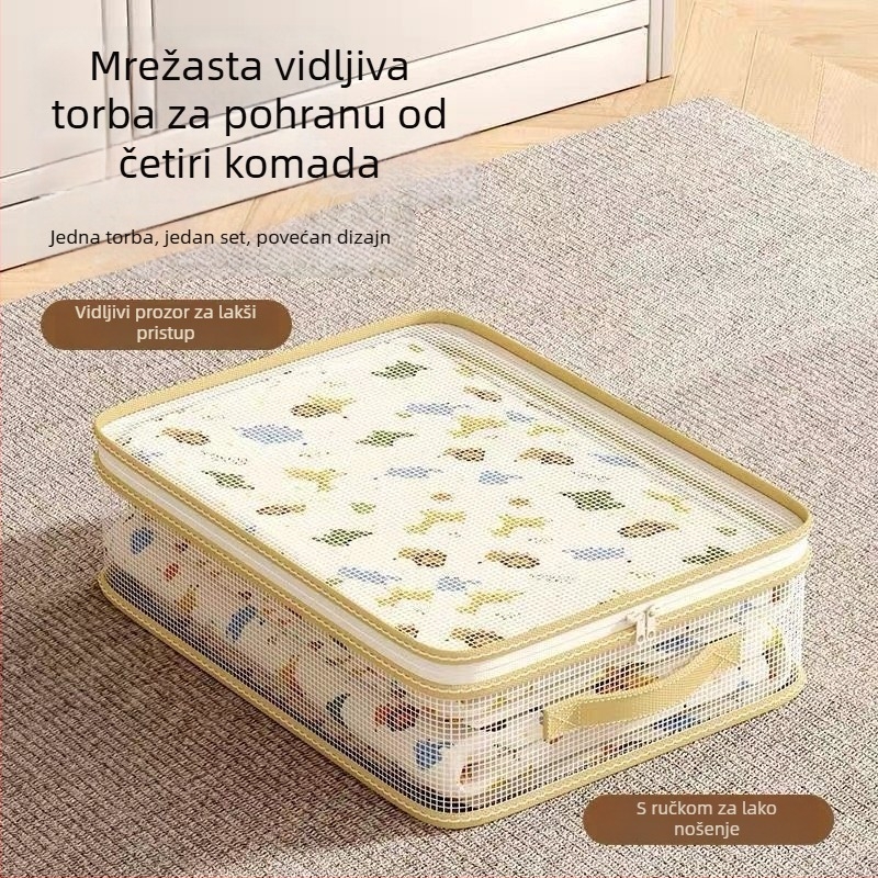 Set od četiri mrežaste vrećice za pohranu posteljine, plahti i odjeće; vodootporne, otporne na vlagu i plijesan.