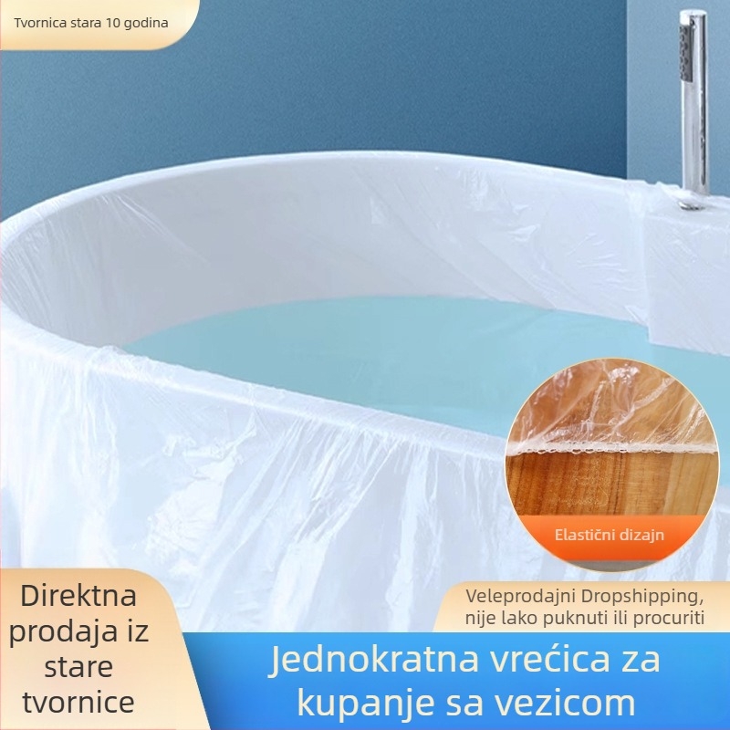 Elastična vrećica za kupanje sa šnalom, jednokratna, plastični poklopac za kadu, za hotele i putovanja