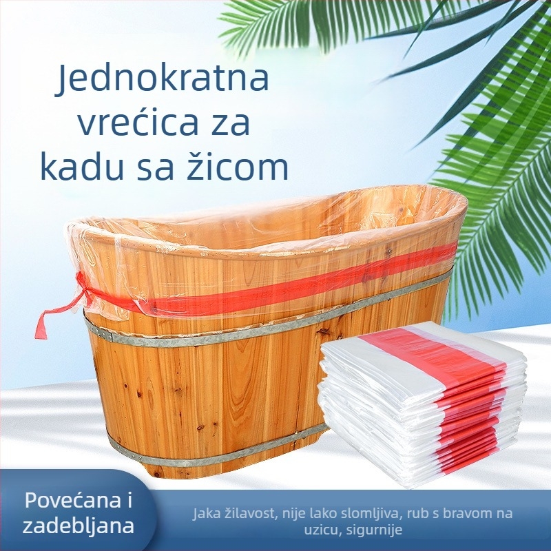 Jednokratna vrećica za kupanje s užetom, plastični set za kadu, velika drvena kanta za kozmetičke salone