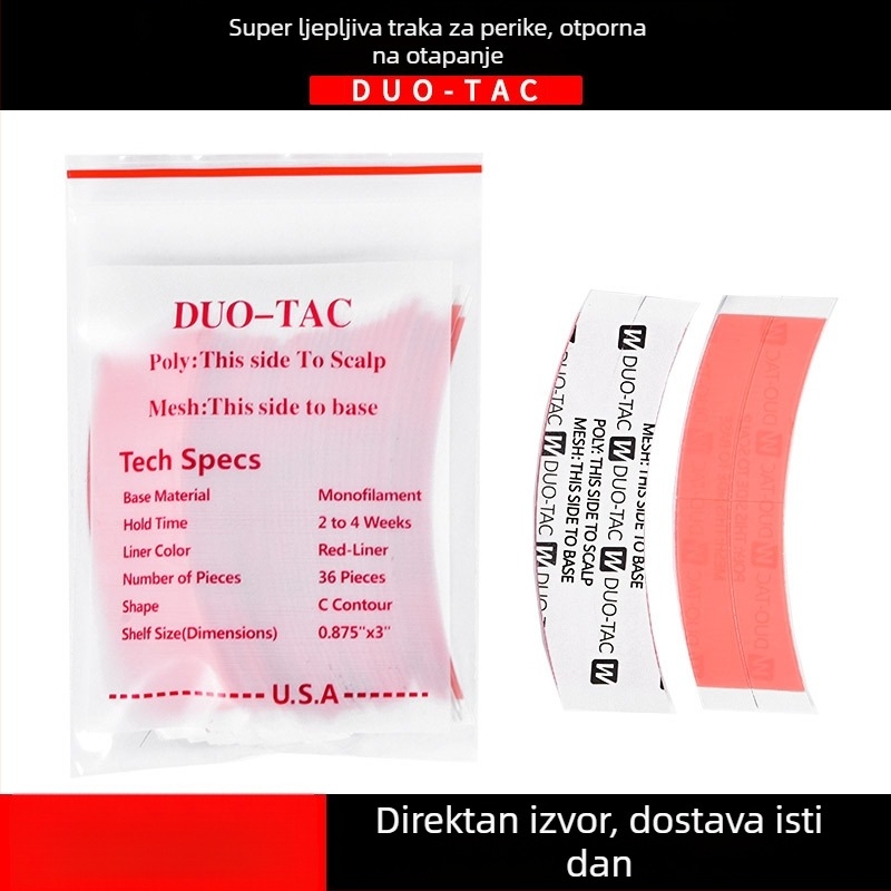 Dafulan DUO-TAC film za perike – biološko dvostrano ljepilo za muške perike, crvena ljepljiva traka za kosu, 36 kom.