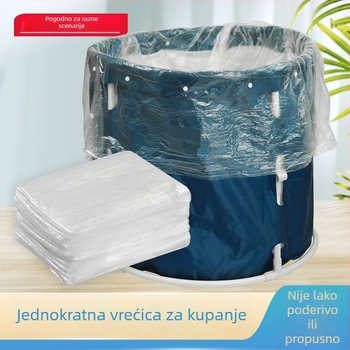 Debeli kružni kantu za kupanje s jednokratnom vrećom za kupanje, kružna plastična zaštitna vrećica, dječji sklopivi kadu za kupanje