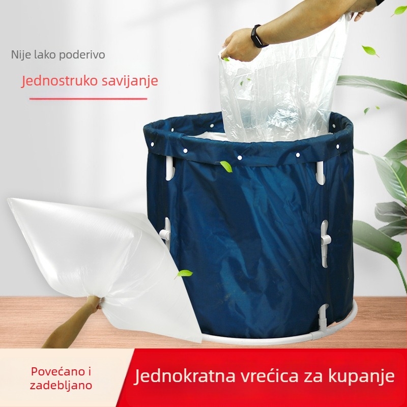 Debeli kružni kantu za kupanje s jednokratnom vrećom za kupanje, kružna plastična zaštitna vrećica, dječji sklopivi kadu za kupanje