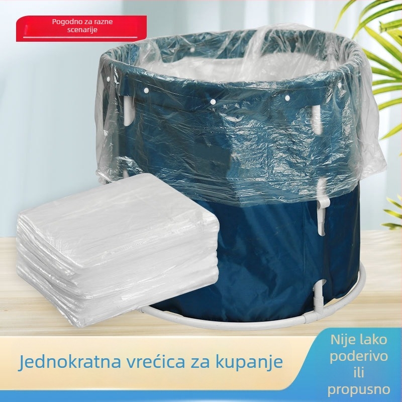Debeli kružni kantu za kupanje s jednokratnom vrećom za kupanje, kružna plastična zaštitna vrećica, dječji sklopivi kadu za kupanje