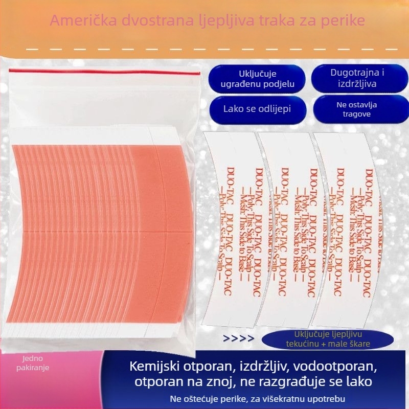 Peruka: biološki dvostrani ljepiljni film, vodootporan i otporan na znojenje, čipkasta naljepnica za nadomještanje kose