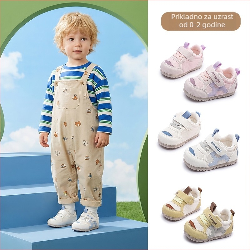 Dječje cipele za hodanje, unisex, protuklizne, s Velcro kopčom, za uzrast 0–2 godine, gornji dio od mikrovlakana i mreže, potplat TPR