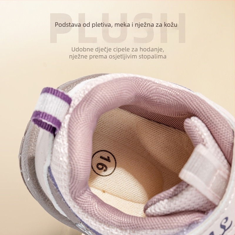 Dječje tenisice za hodanje, unisex, proljeće 2026, mekana potplata, protuklizne, prozračan mrežasti gornji dio, Velcro zatvarač, niski dizajn