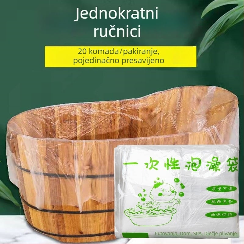 Jednokratna vrećica za kupanje za kućnu upotrebu - debela, sklopiva okrugla kada s poklopcem od plastične folije za djecu i odrasle