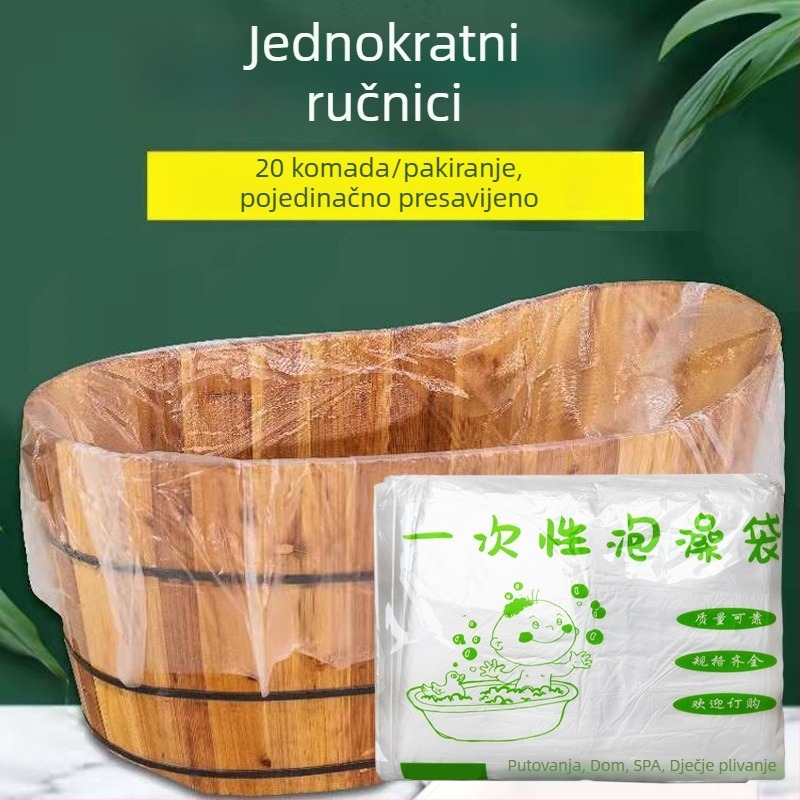 Jednokratna vrećica za kupanje za kućnu upotrebu - debela, sklopiva okrugla kada s poklopcem od plastične folije za djecu i odrasle