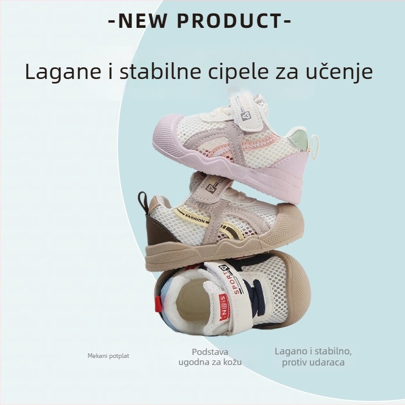 Prozračne mrežaste tenisice za bebe i malu djecu s Velcro zatvaračem, mekana potplat, protivsklizne, za proljeće i ljeto, unisex