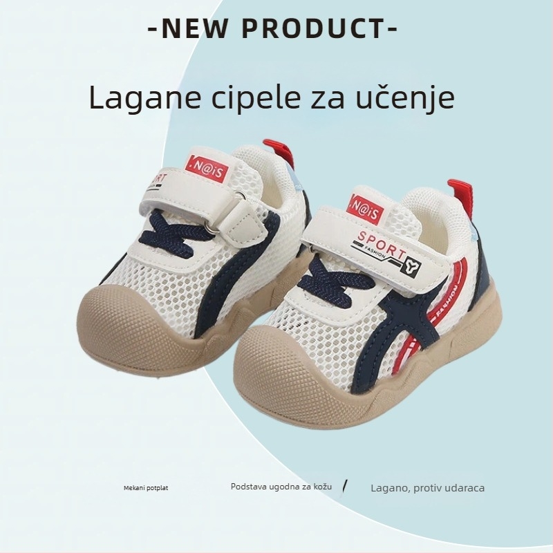 Prozračne mrežaste tenisice za bebe i malu djecu s Velcro zatvaračem, mekana potplat, protivsklizne, za proljeće i ljeto, unisex
