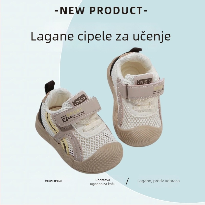 Prozračne mrežaste tenisice za bebe i malu djecu s Velcro zatvaračem, mekana potplat, protivsklizne, za proljeće i ljeto, unisex