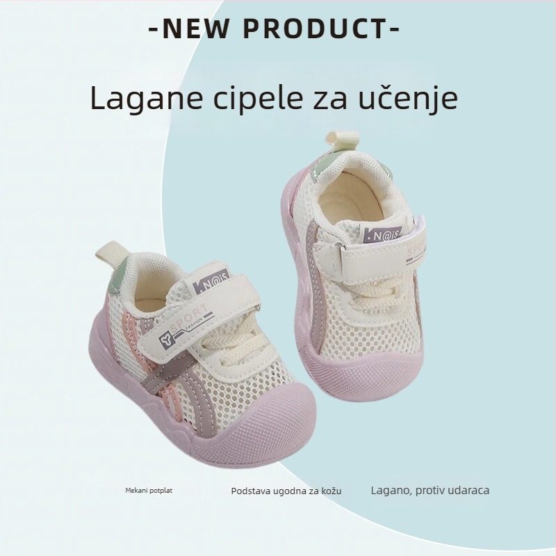 Prozračne mrežaste tenisice za bebe i malu djecu s Velcro zatvaračem, mekana potplat, protivsklizne, za proljeće i ljeto, unisex