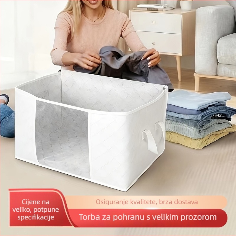 Sklopiva torba za odjeću od netkanog materijala, kubnog oblika, organizator za deke, pokrivače i odjeću – spavaća soba/garderoba