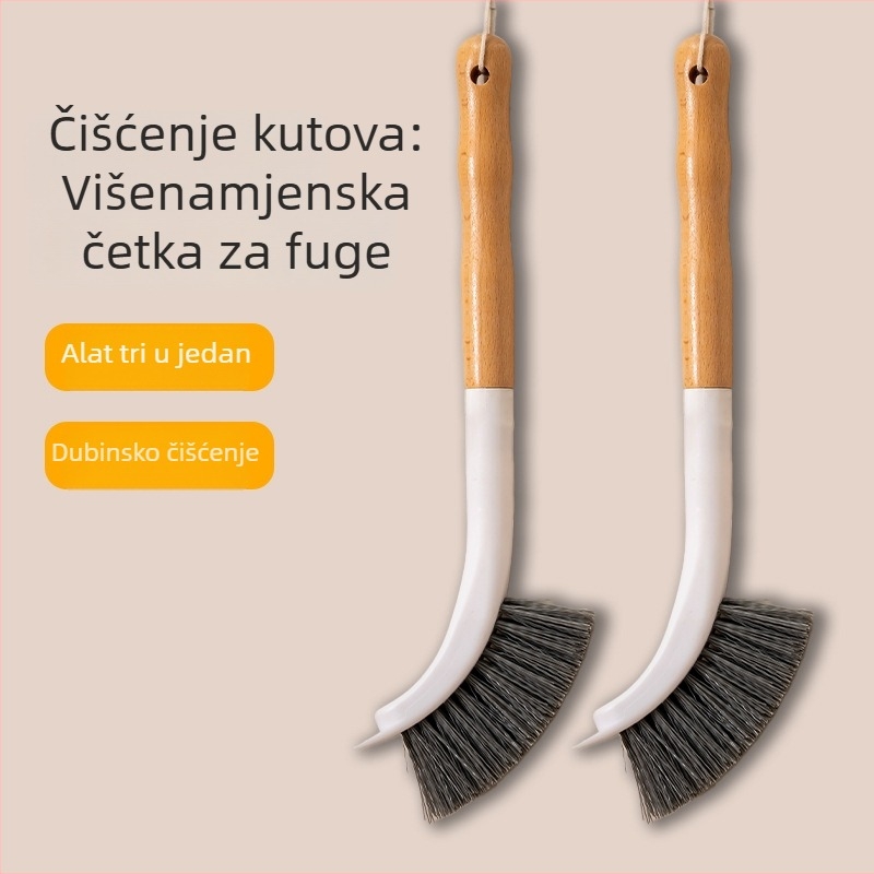 Drvena četka za čišćenje s dugom drškom za kupaonicu, pod, fuge pločica, kadu i štednjak
