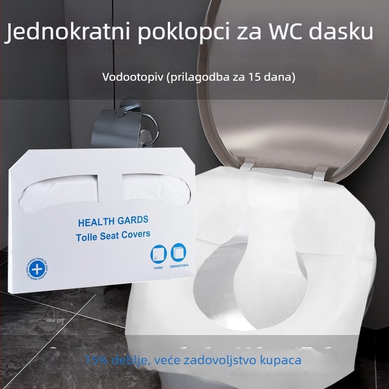 Vodotopiva jednorazna podloga za sjedalo WC-a, papirnata, debljina 16 g, dimenzije 425 × 360 mm