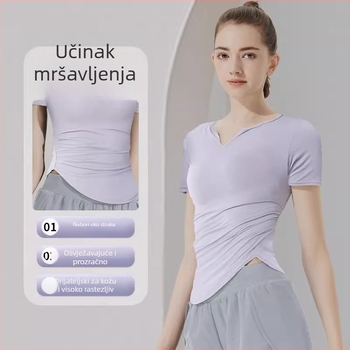 Ženski top za jogu s kratkim rukavima, oblikovanje siluete, brzo sušenje, Pilates, trčanje i fitness