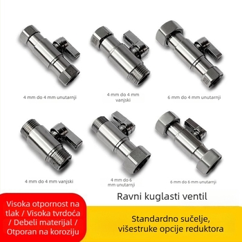 304 nehrđajući čelik, reduktor cijevi od 1/2 in do 3/4 in, spoj s vanjskim navojem, dvostruko spoj, kuglasti ventil za toplu i hladnu vodu, prekidač bojlera