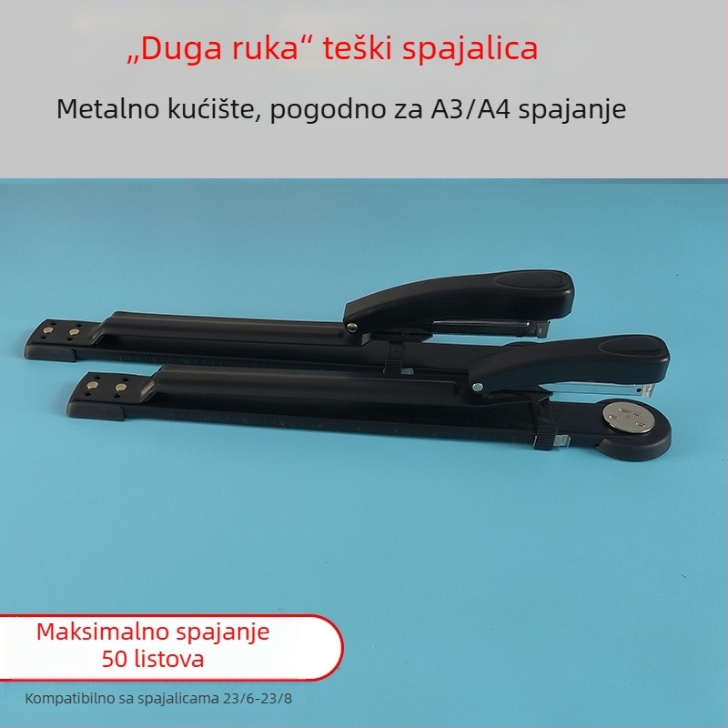 Sanchang A3 spajalica s dugim ramom za srednji šav, ojačana, kapacitet 50 listova