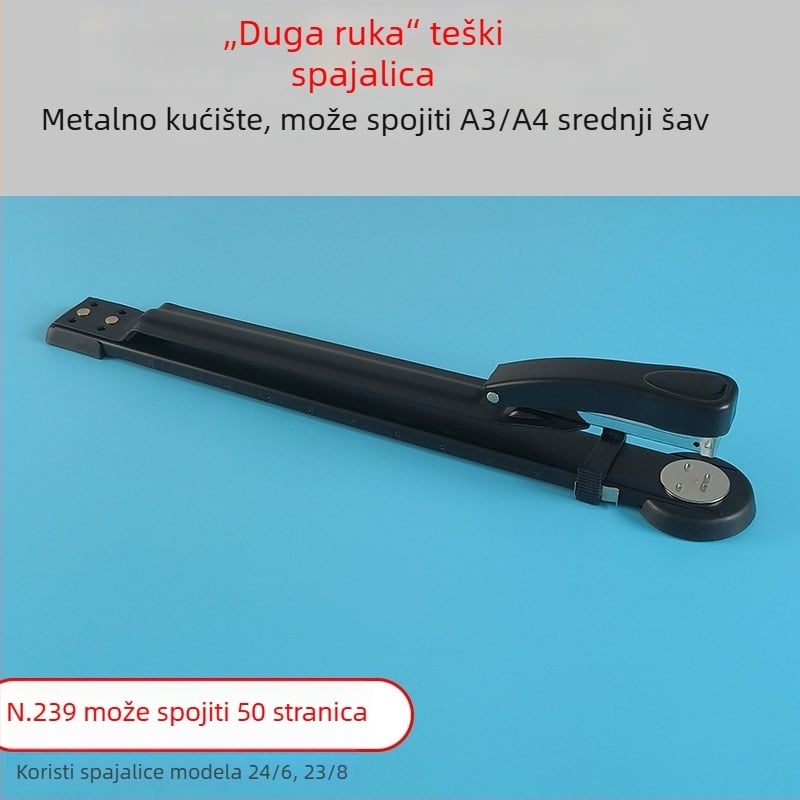Sanchang A3 spajalica s dugim ramom za srednji šav, ojačana, kapacitet 50 listova