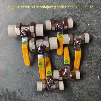 Nehrđajući čelični PPR dvostruko spojni kuglični ventil za vodovodne cijevi, 20/25/32 mm, ručno upravljanje
