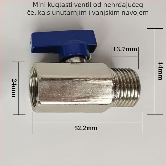 Polirani nehrđajući čelični mini kuglični ventil s unutarnjim i vanjskim navojem, izlazni ventil za zrak kompresora, zatvarač ventil, navojni vodeni ventil, prohodni prekidač