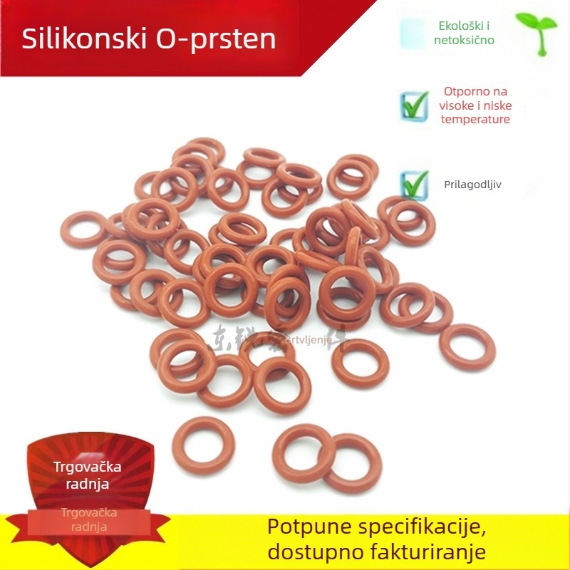 Crveni silikonski O-prsten, otporan na visoke temperature, kvalitete hrane, vodootporno brtveni prsten, vanjski promjer 4-17 mm, presjek 1,5 mm