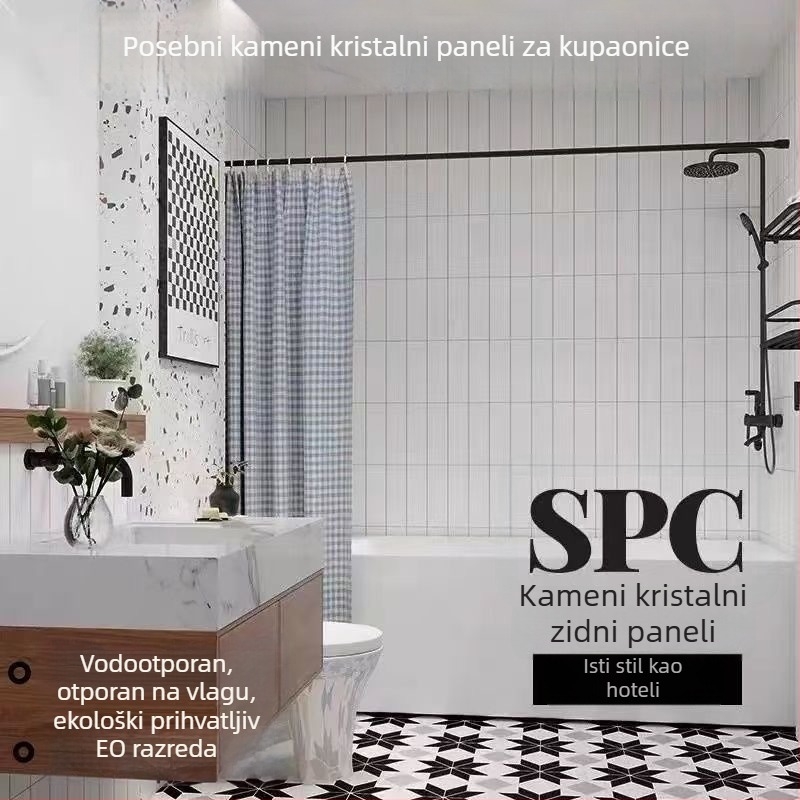 SPC zidni panel od kamena‑kristala za renovaciju kupaonice, dekorativni zidni panel, vodootporan i vatrootporan