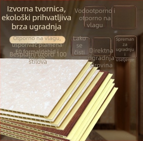 Vatrootporne PVC ploče za zidove i strop s kameno-plastičnom površinom i plastično-čeličnim spojnim pločama