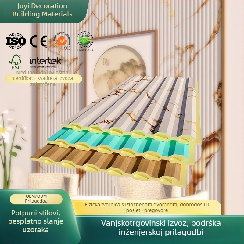 WPC zidni paneli za TV pozadinu, dekorativni PVC 3D rešetkasti paneli, vlakna bambusa