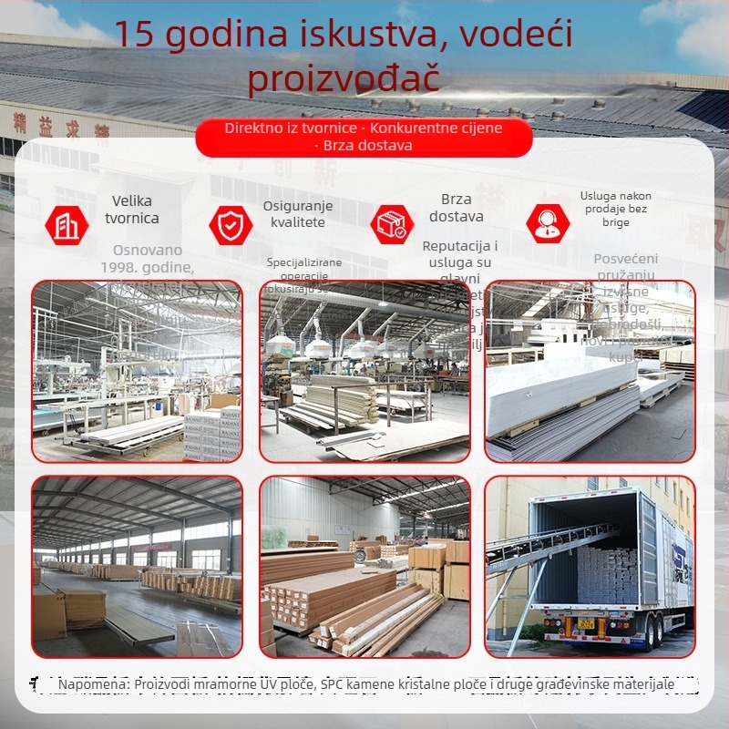 SPC zidne ploče od kamen-kristala, koje imitiraju keramičke pločice, za renovaciju hotelske kupaonice i tuš kabine, brzo postavljanje, vodootporan zidni panel od kamen-plastike