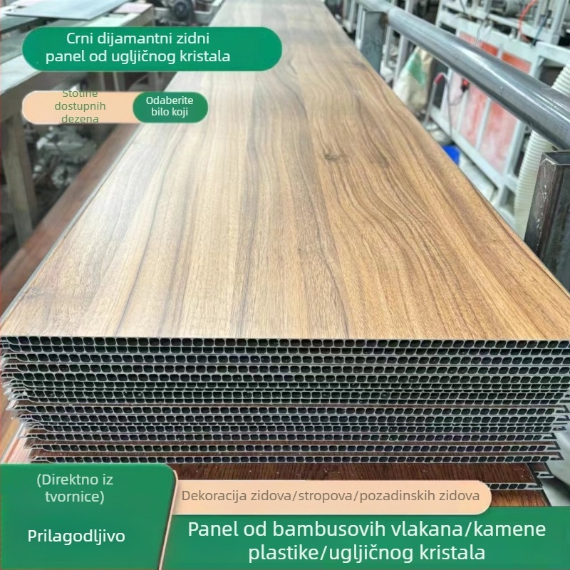 Zvukoizolirani unutarnji zidni paneli, vodootporni i otporni na vlagu, od bambus-drevnih vlakana, integrirani paneli za zidove i strop, za samostalnu ugradnju