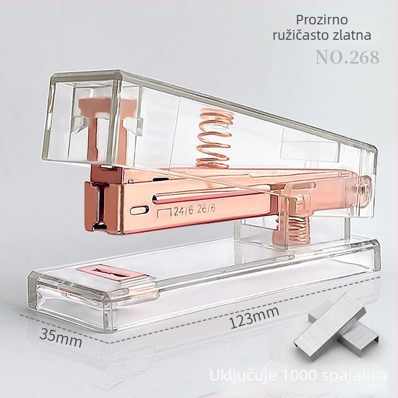 Minimalistička prozirna spajalica za učenike i ured, prijenosna, ručna, ergonomski dizajn