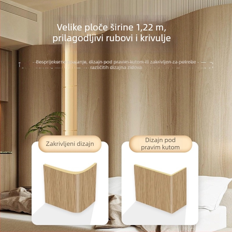 Paneli od furnira drveta i ploče karbonskih kristala za unutarnju dekoraciju, bezšivne zidne ploče od vlakana bambusa-drveta