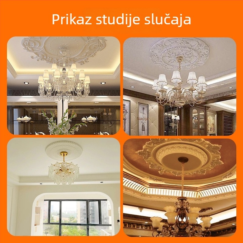 PU kružni panel za strop u francuskom stilu, dekorativna mozaik baza za europski gipsani luster