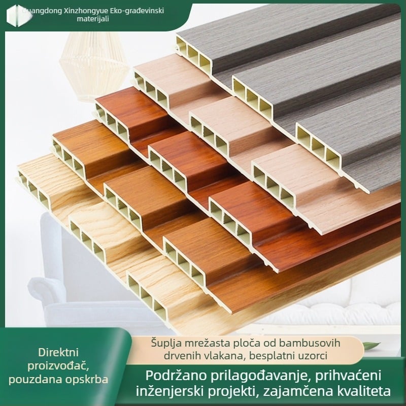 Zidni panel od ugljivog bambusa s rešetkom, PVC, 600 mm, dekorativni integrirani zidni paneli
