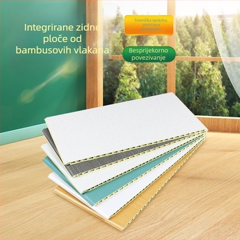 Integrirani zidni panel od vlakana bambusa za unutarnju upotrebu, jednostavna montaža, dekorativni zidni panel s furnirjem