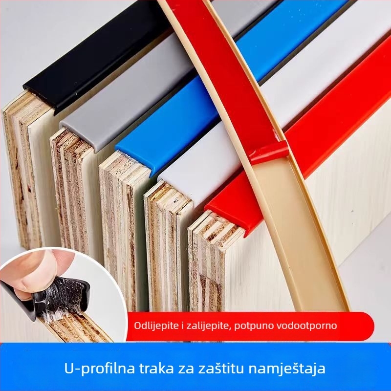 U‑oblik traka za samolijepljivanje rubova namještaja: ormari, stolovi i stolice, TPE dekorativni trak
