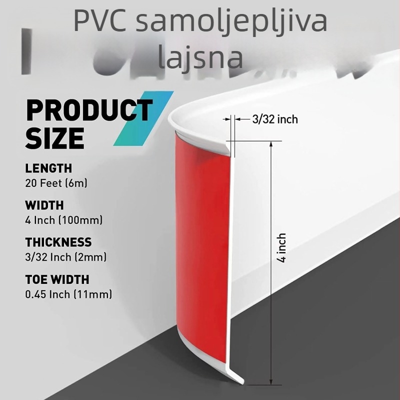PVC mekani samoljepljivi donji prag za zid, gumeni i plastični rub, moderan minimalistički stil