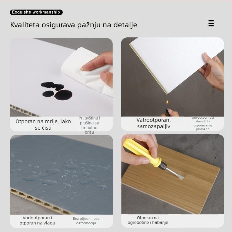 Integrirani zidni panel od vlakana bambusa s ugljenim, za zidove i strop, unutarnji dekorativni panel, vodootporna pozadina zida, jednostavna ugradnja