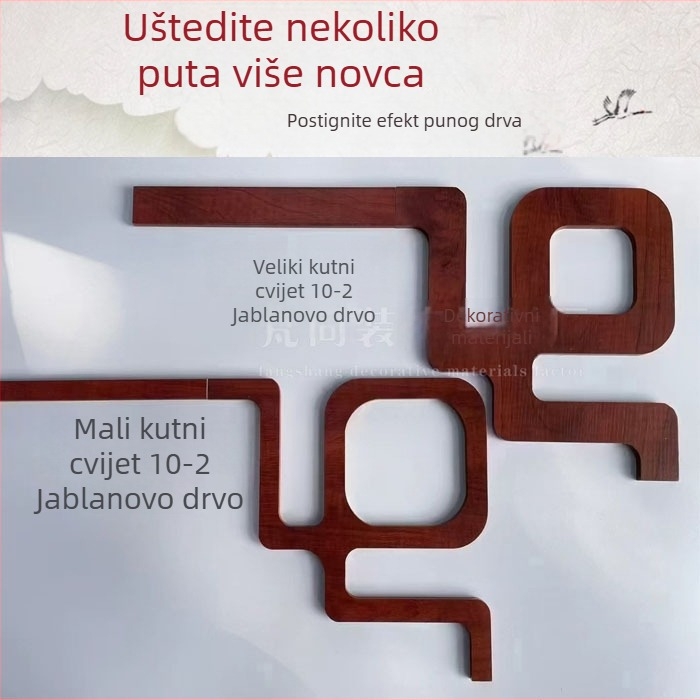 2 cm stropni kutni cvjetni panel, kineski stil, imitacija tvrdog drveta, dnevni boravak, plosnati mrežni panel