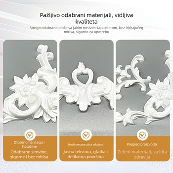 PU zidni rub s kutnim cvjetnim motivom, francuski stil, imitacija gipsa, 12×12 cm