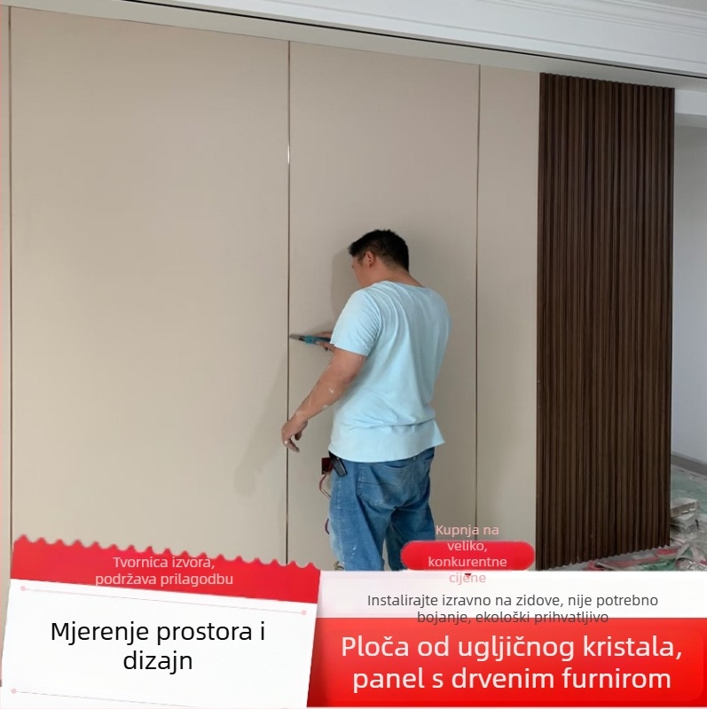 Paneli od karbonskih kristala za unutarnju dekoraciju, ogledna površina, bezšivni drvo-metalni dekorativni zidni paneli, samostalna ugradnja