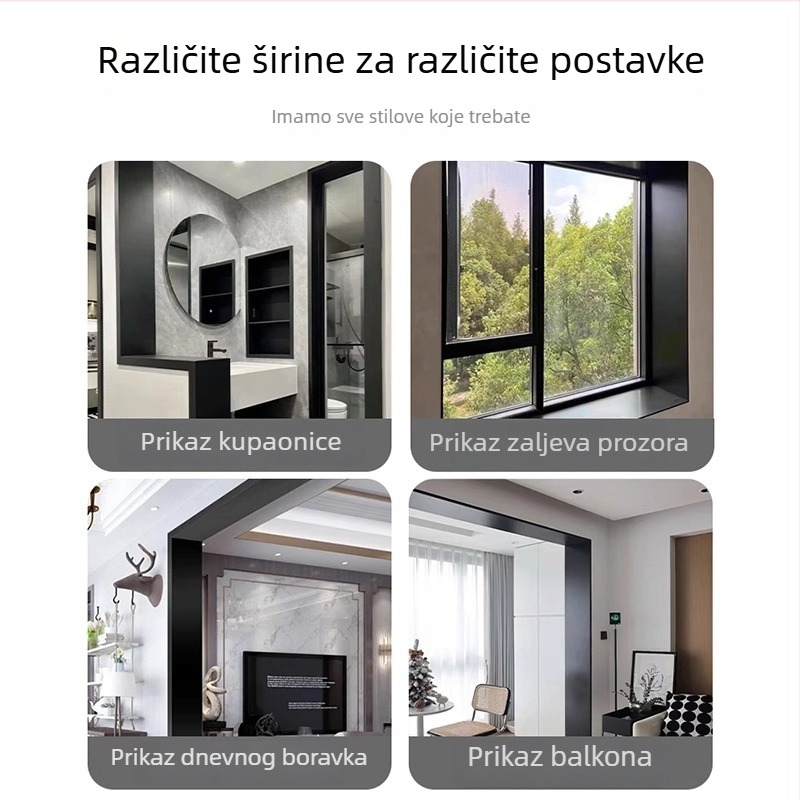 Aluminijski okvir za vrata i prozore s integriranim jednoplošnim profilom, za balkon, kuhinju i ulaz