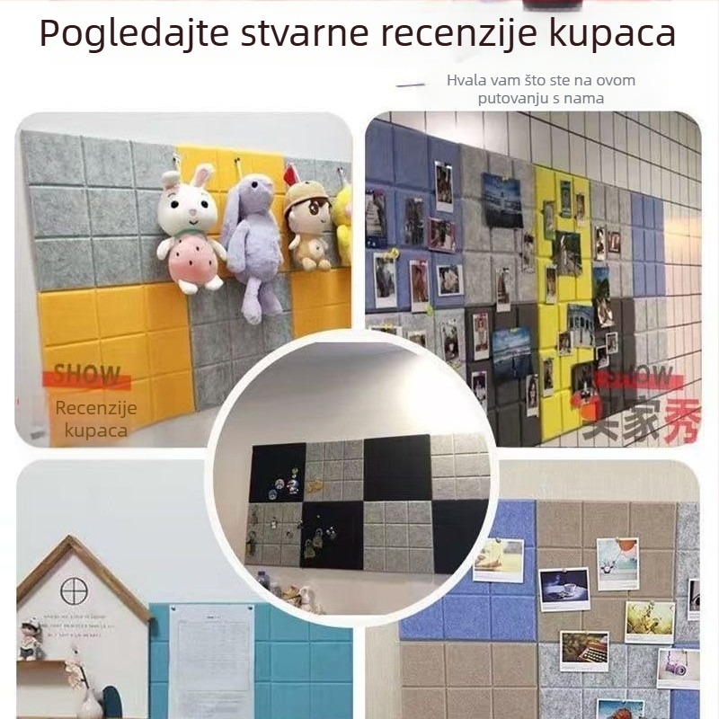 Samoljepljivi paneli od filca za zvučnu izolaciju, šareni mrežasti zidni dekor za spavaću sobu i dnevnu sobu